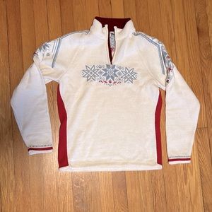 Dale Of Norway White Blue Red Wool Half Zip Sweater Women's Size Medium